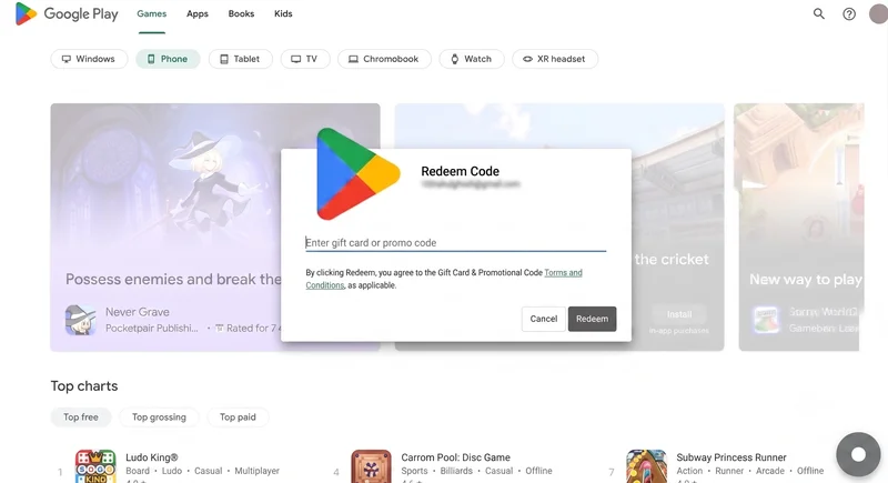 Google Play Store Redeem Code Guide